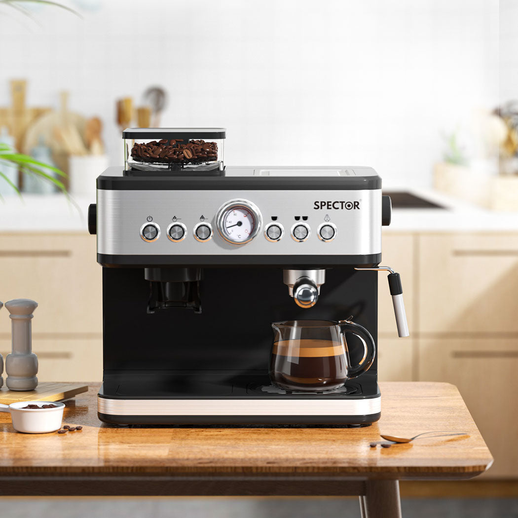 Coffee Machine Espresso Capsule 2 In 1 Maker Bean Grinder Flat White