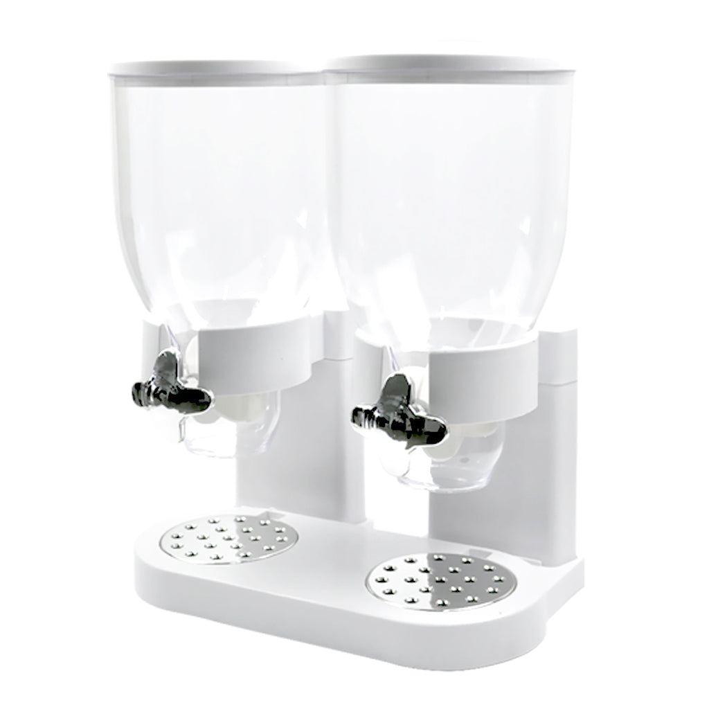 TOQUE Double Cereal Dispenser Dry Food White-1864183135021961216