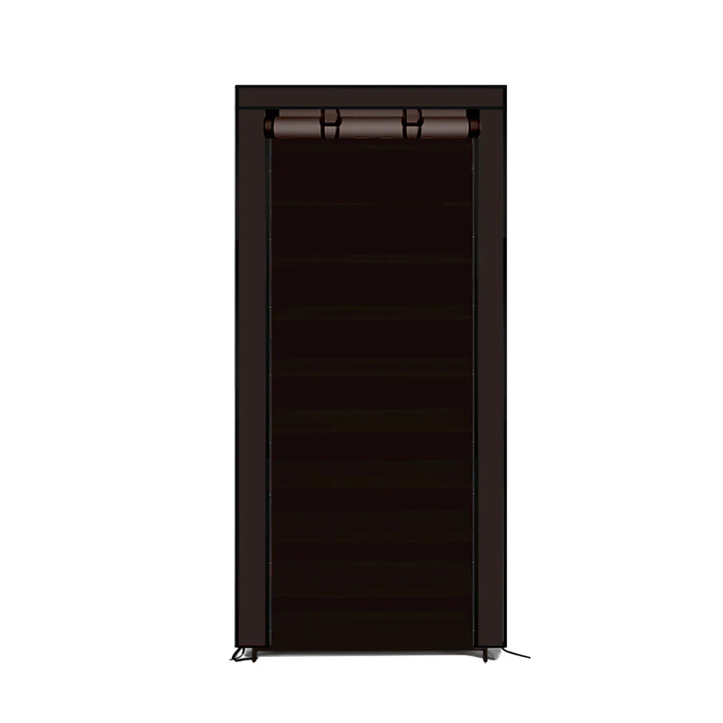 Levede 10 Tier Shoe Rack Portable Storage Brown-2006733139115905024