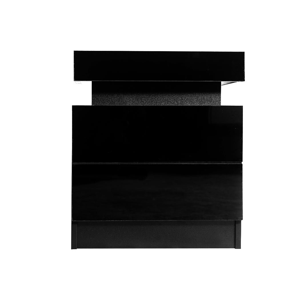 Levede Bedside Tables Side Table 2 Drawers Black-1864183566271909889