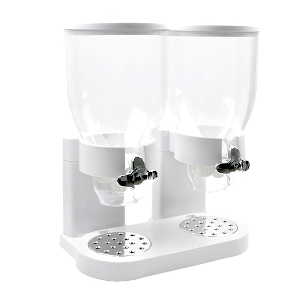 TOQUE Double Cereal Dispenser Dry Food White-1864183135021961217