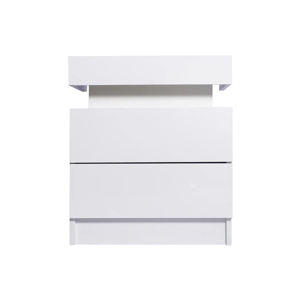 Levede Bedside Tables RGB LED Side Table White-2006733164277534721