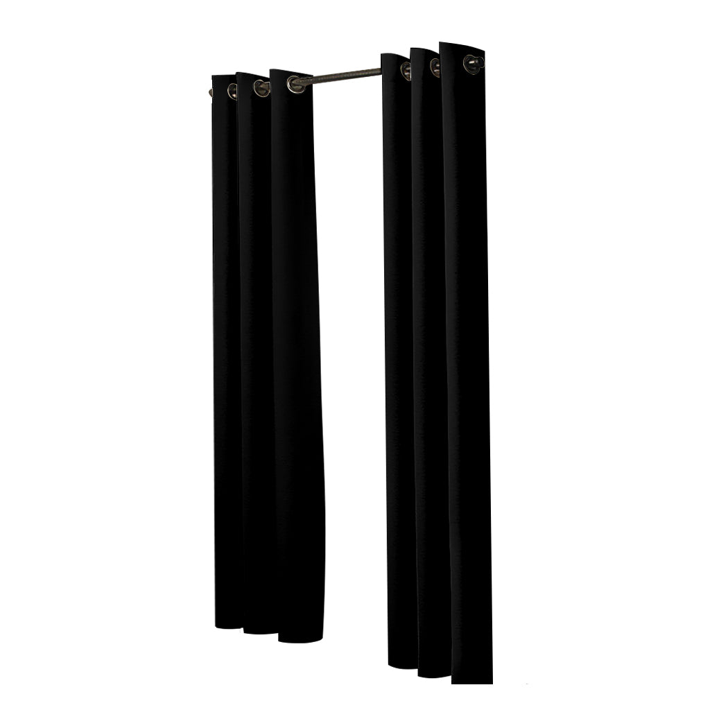 2x Blockout Curtains Panels 3 Layers Black-2065254604781785089