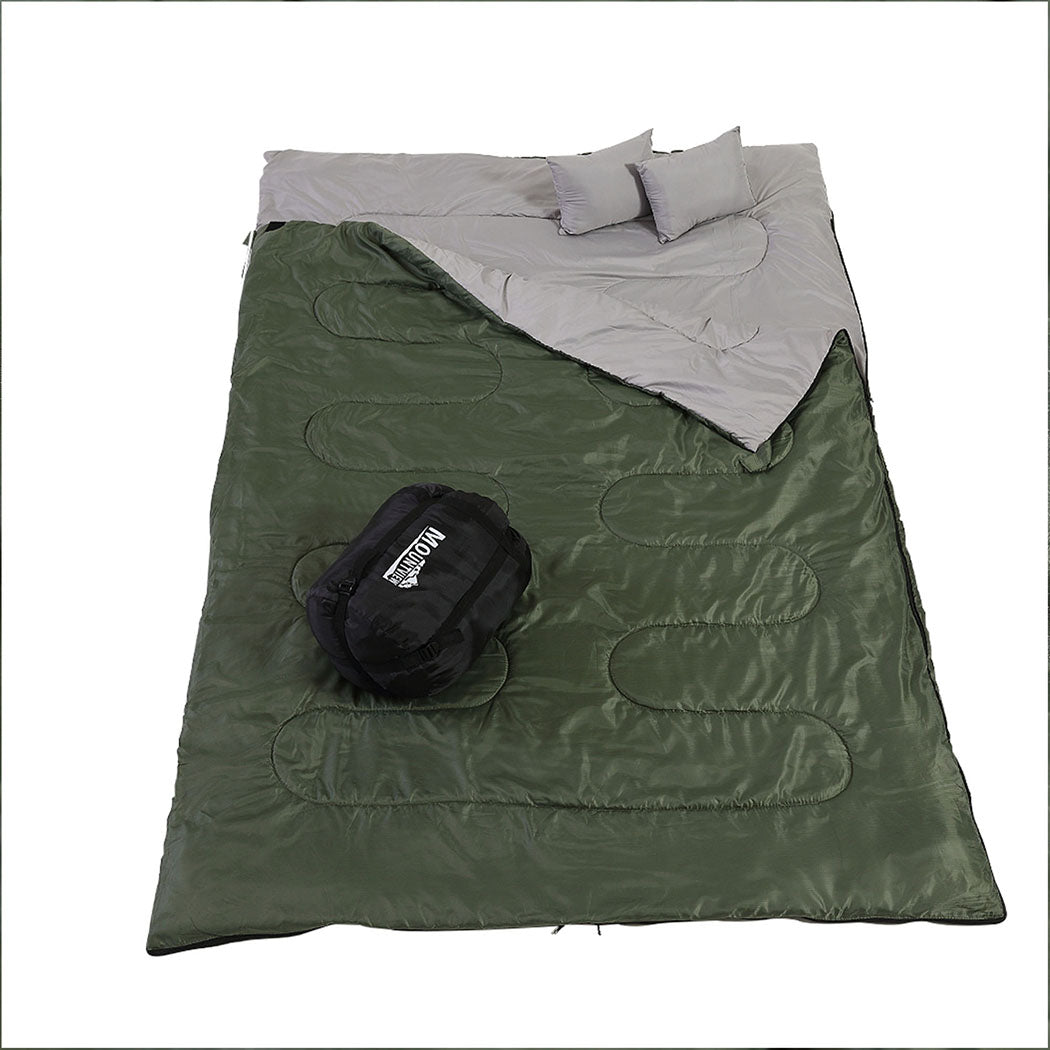 Mountview Sleeping Bag Double Bags Outdoor Army Green-2065254373969235969
