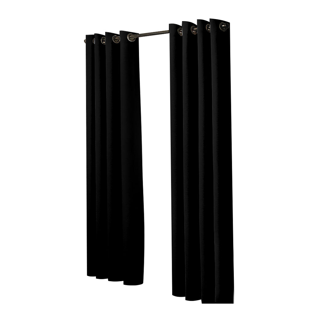 2x Blockout Curtains Panels 3 Layers Black-2029387283551096833