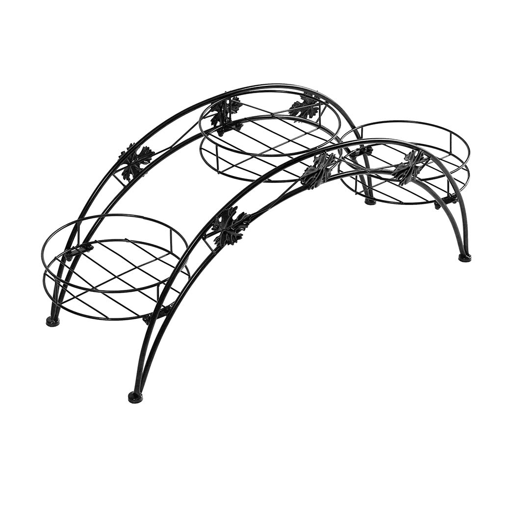 Levede Plant Stand Outdoor Indoor Metal Black-1864184706929659905