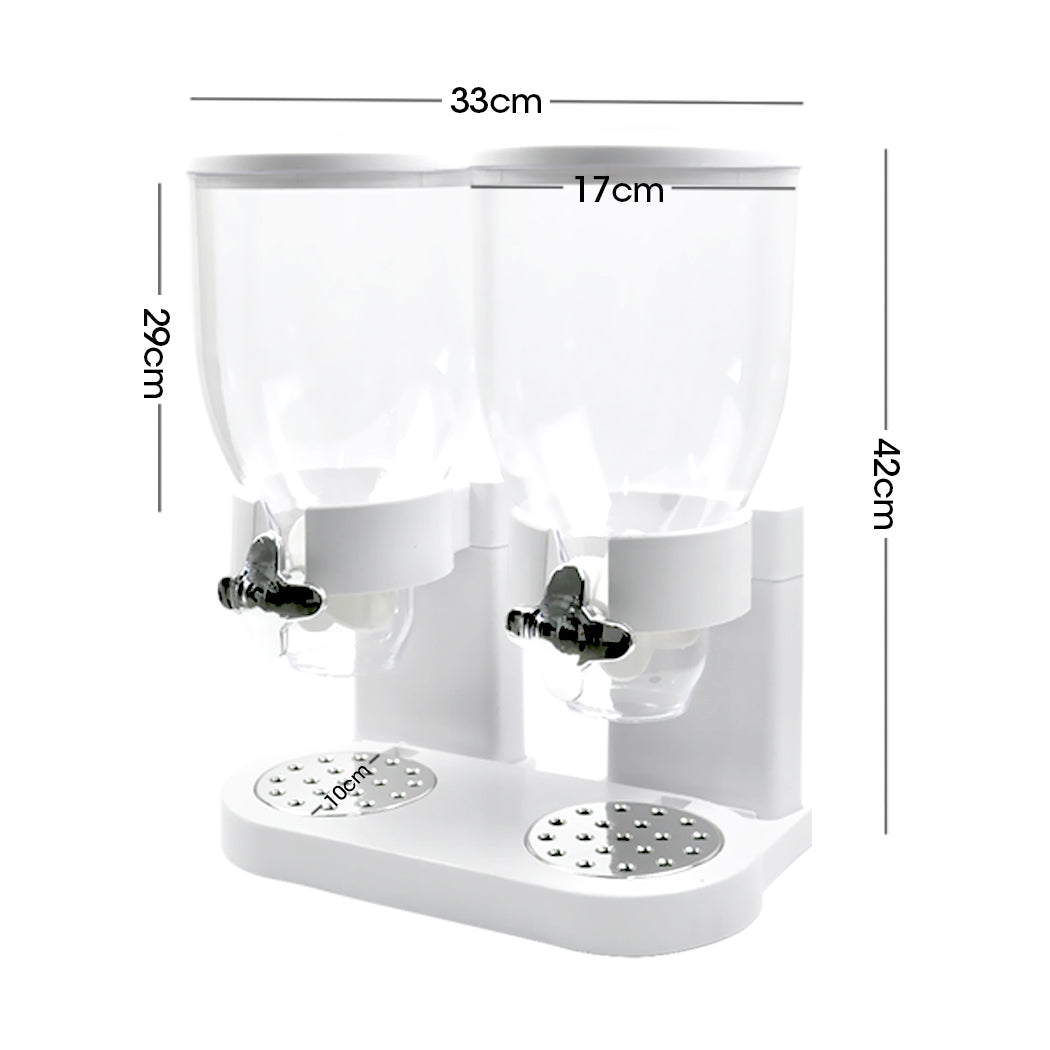 TOQUE Double Cereal Dispenser Dry Food White-1864183135021961218