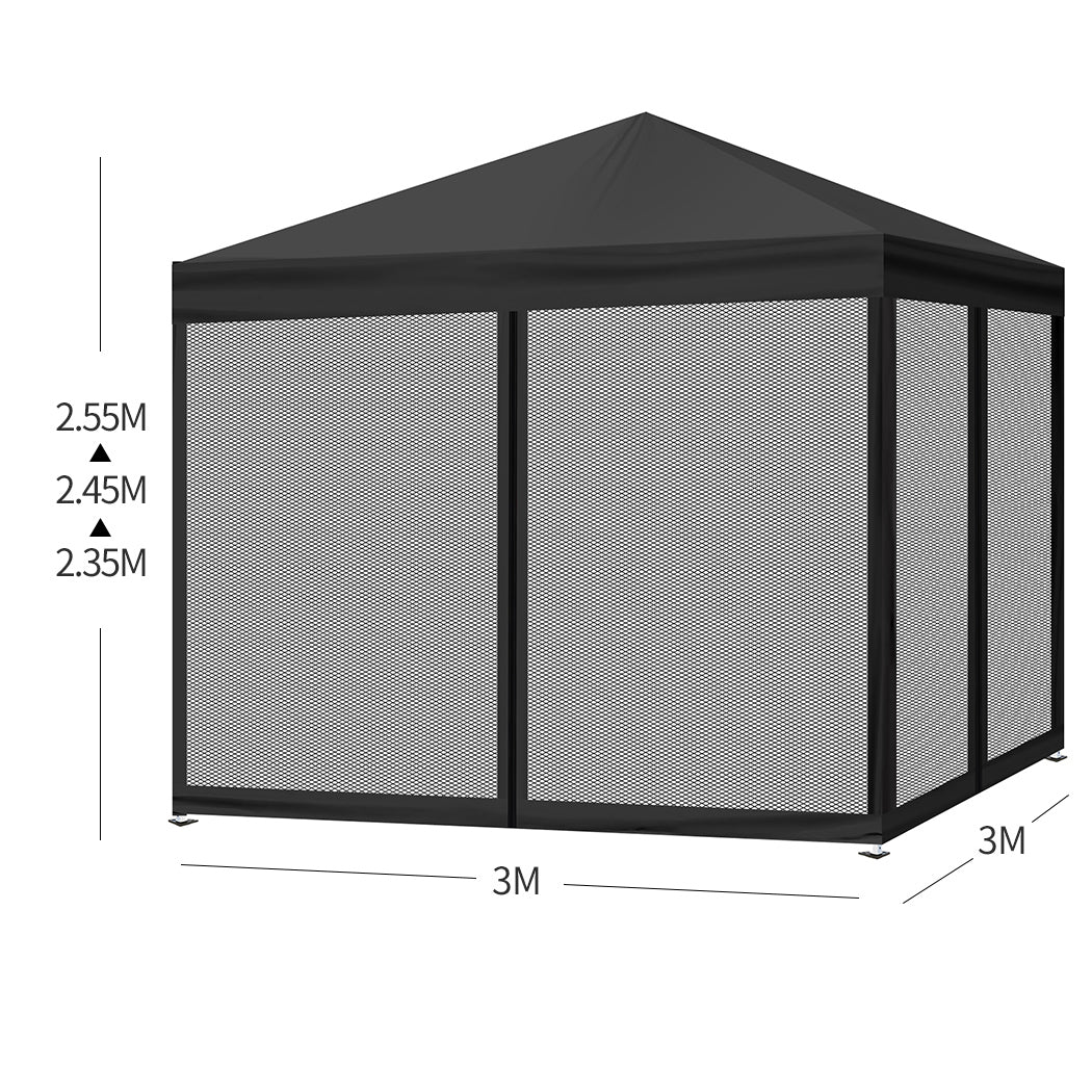 Mountview Gazebo Pop Up Marquee Outdoor Black-2006732915437867010