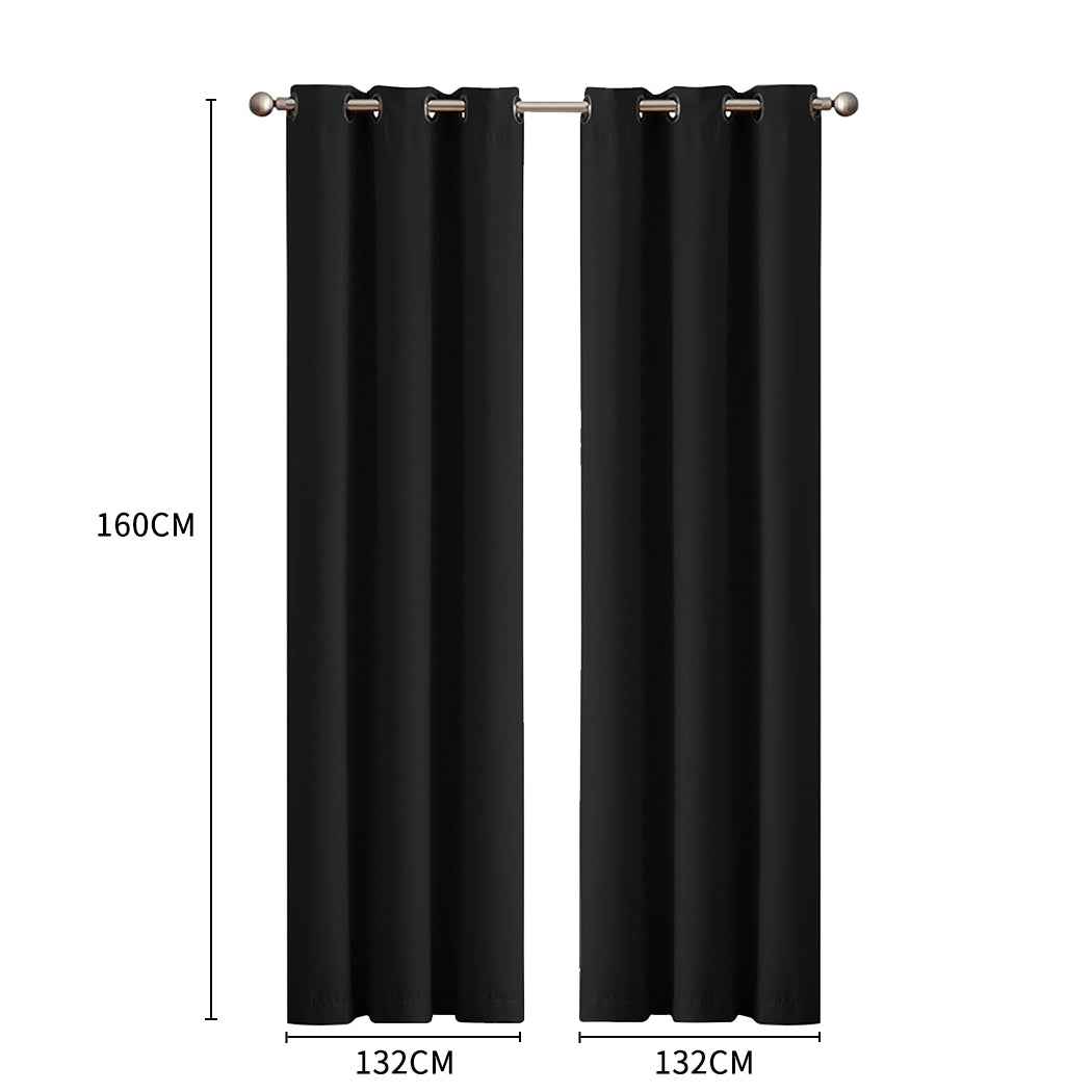2x Blockout Curtains Panels 3 Layers Black-2029387283551096834