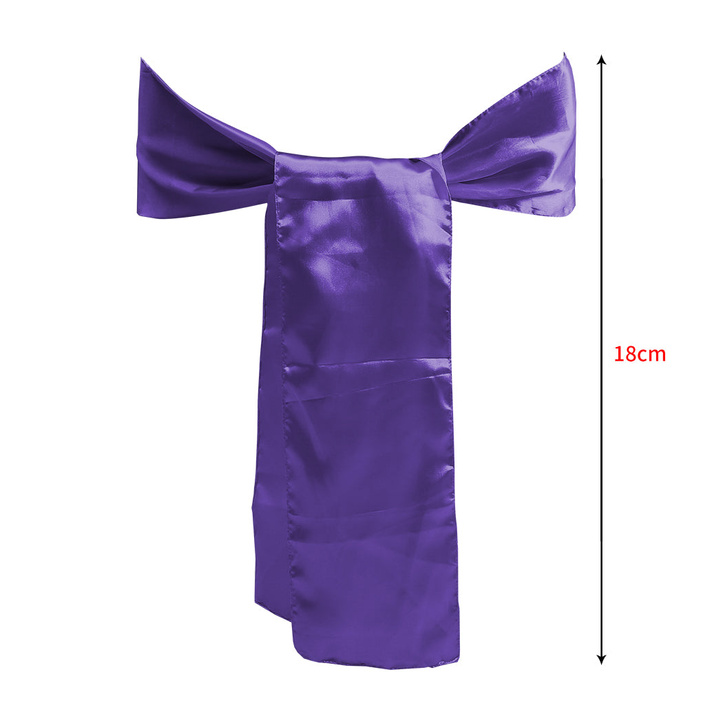 50x Table Runners Coloured Satin Chair Eggplant-2065254450175545346