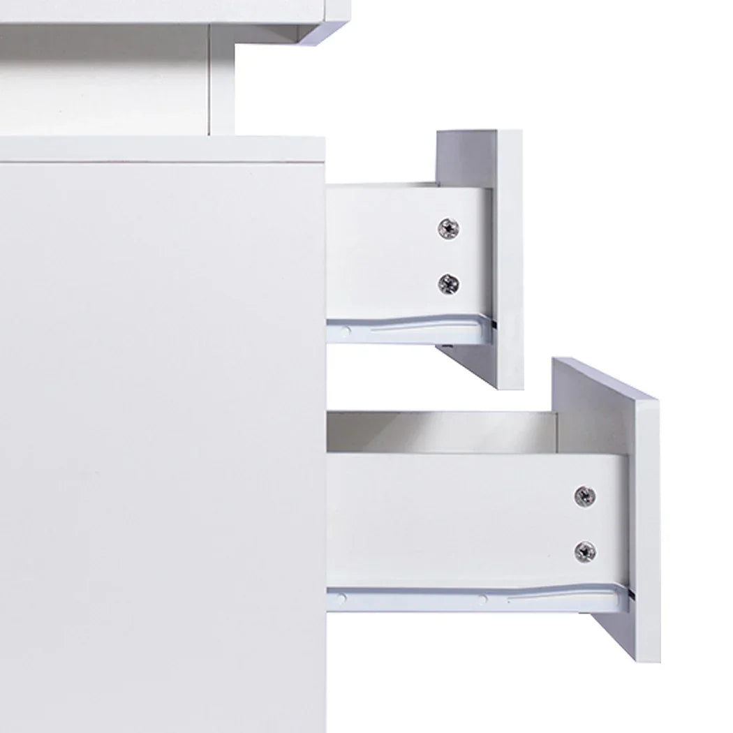 Levede Bedside Tables RGB LED Side Table White-2006733164277534723