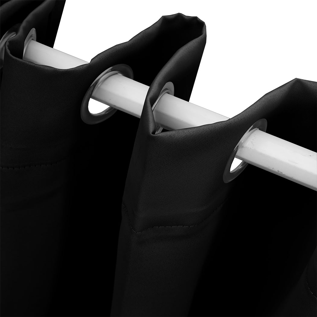 2x Blockout Curtains Panels 3 Layers Black-2065254604781785091