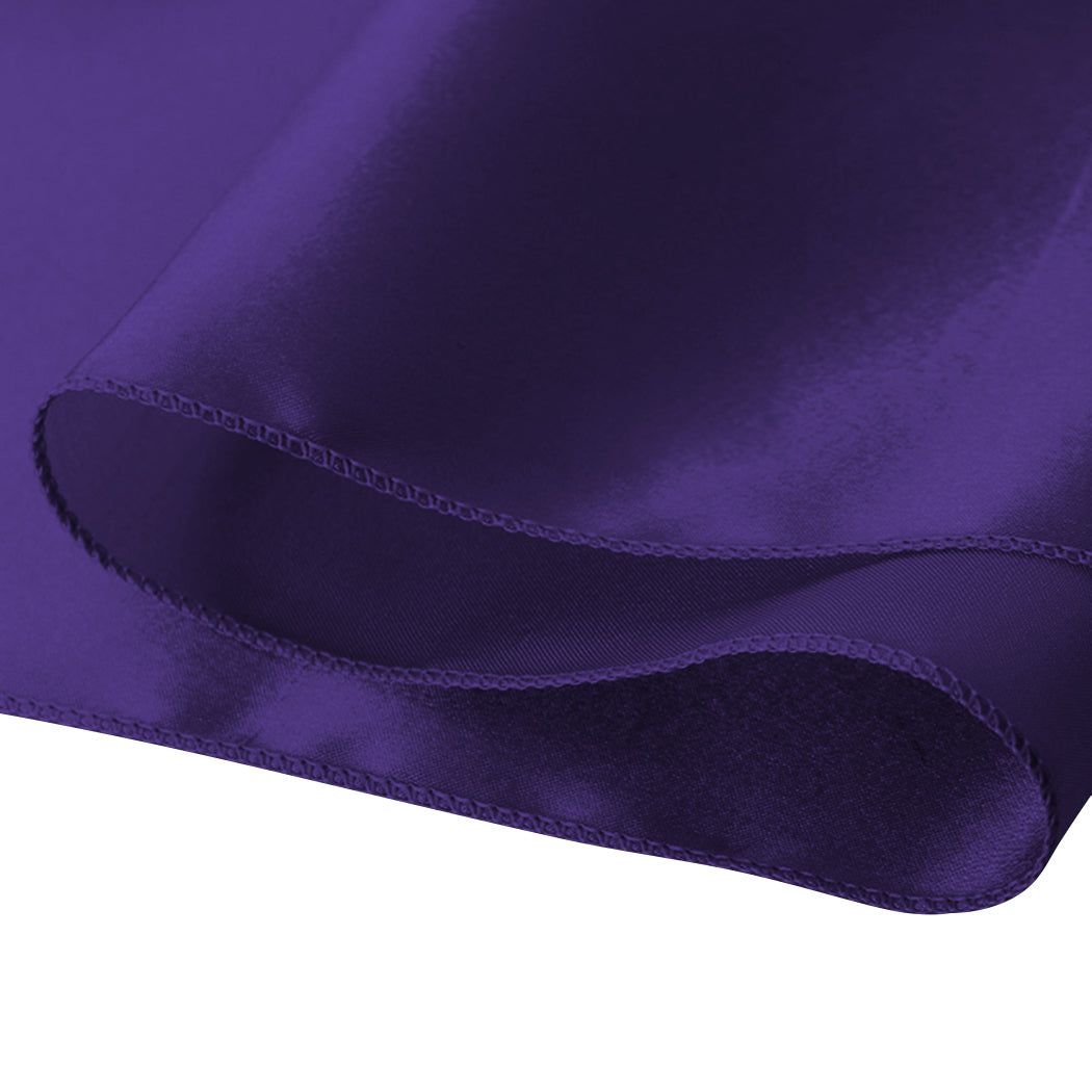 50x Table Runners Coloured Satin Chair Eggplant-1864183521661292548