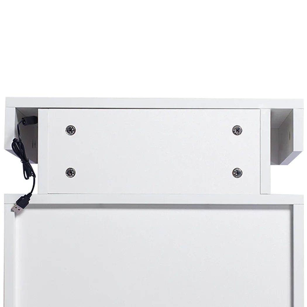 Levede Bedside Tables RGB LED Side Table White-2006733164277534724