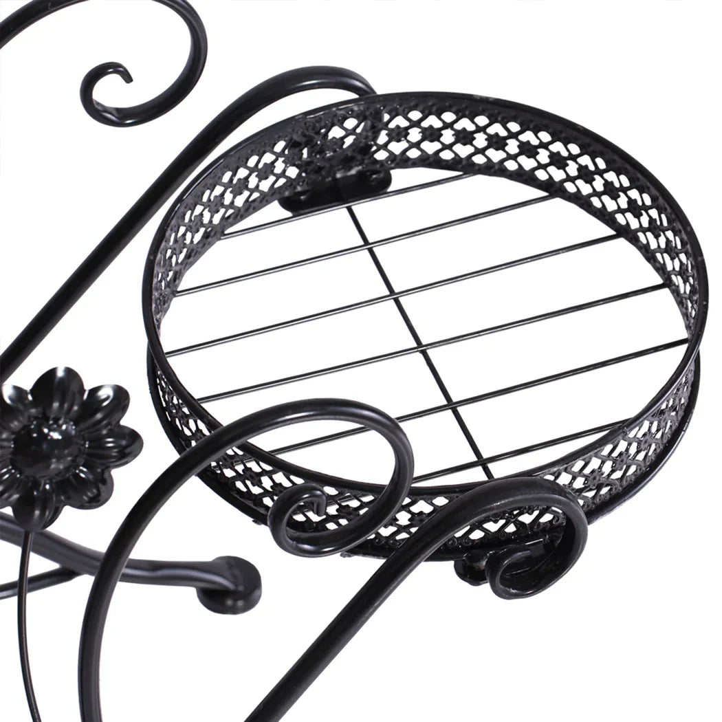 Levede Plant Stand Outdoor Indoor Metal Black-2018816658419879940