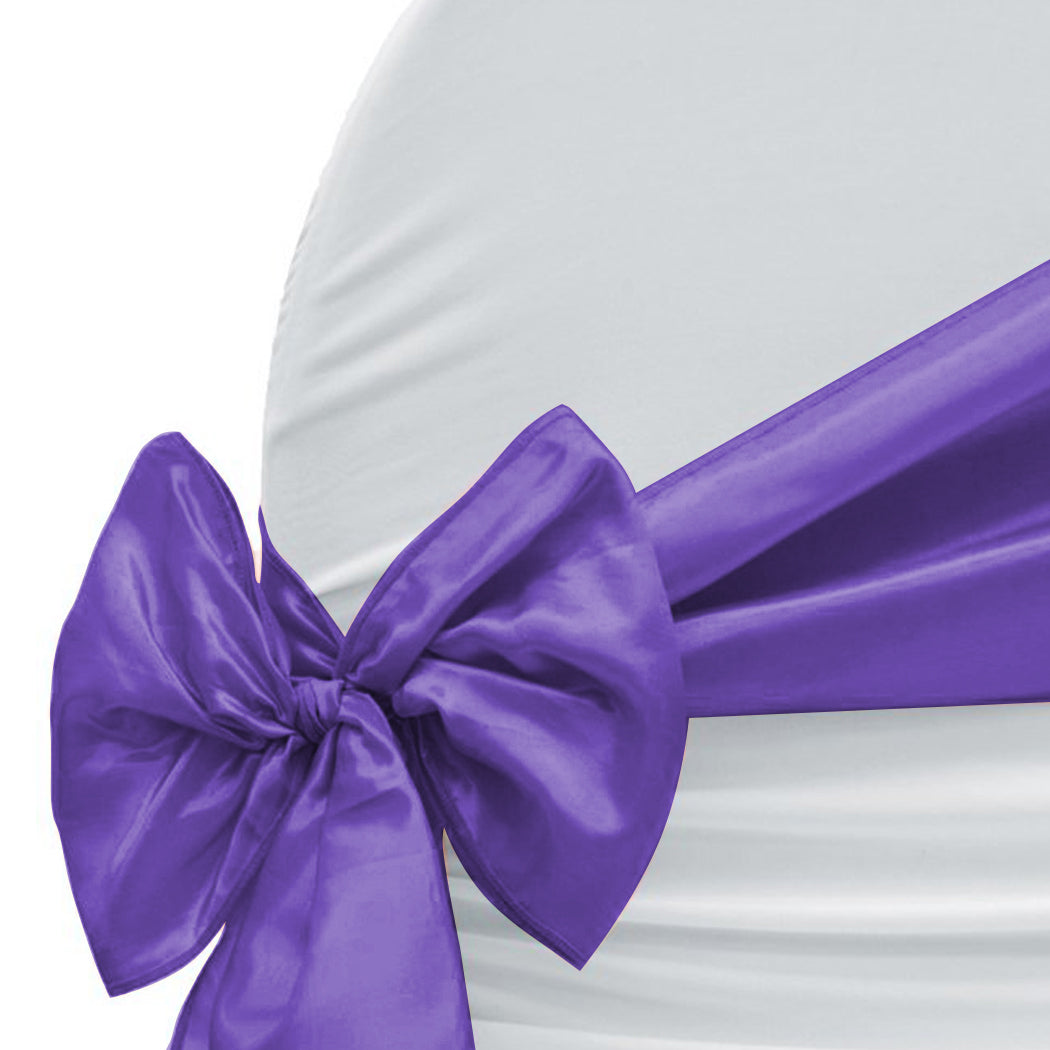 50x Table Runners Coloured Satin Chair Eggplant-2065254450175545349