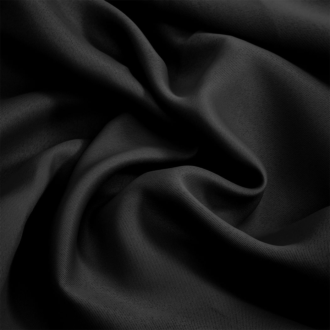 2x Blockout Curtains Panels 3 Layers Black-2065254604781785094