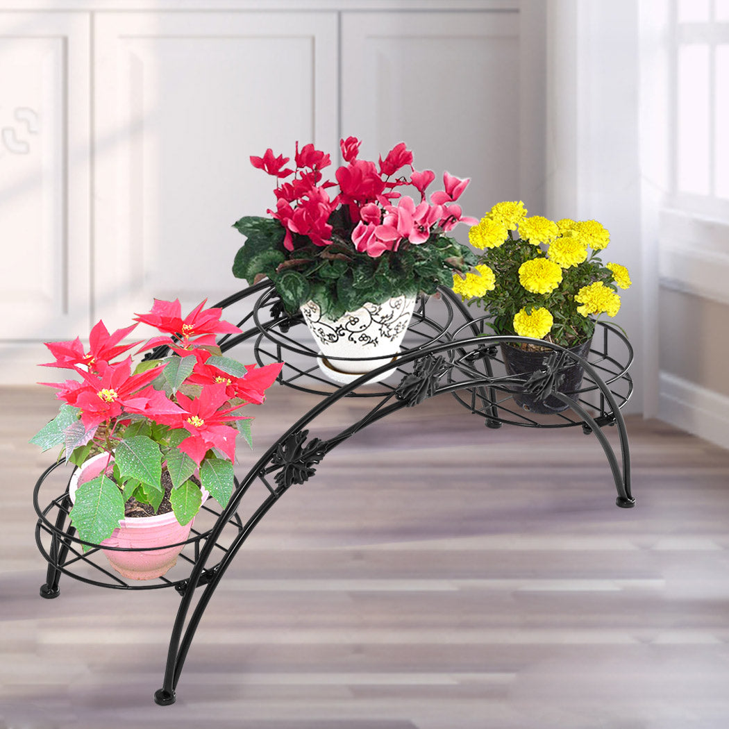 Levede Plant Stand Outdoor Indoor Metal Black-1864184706929659911