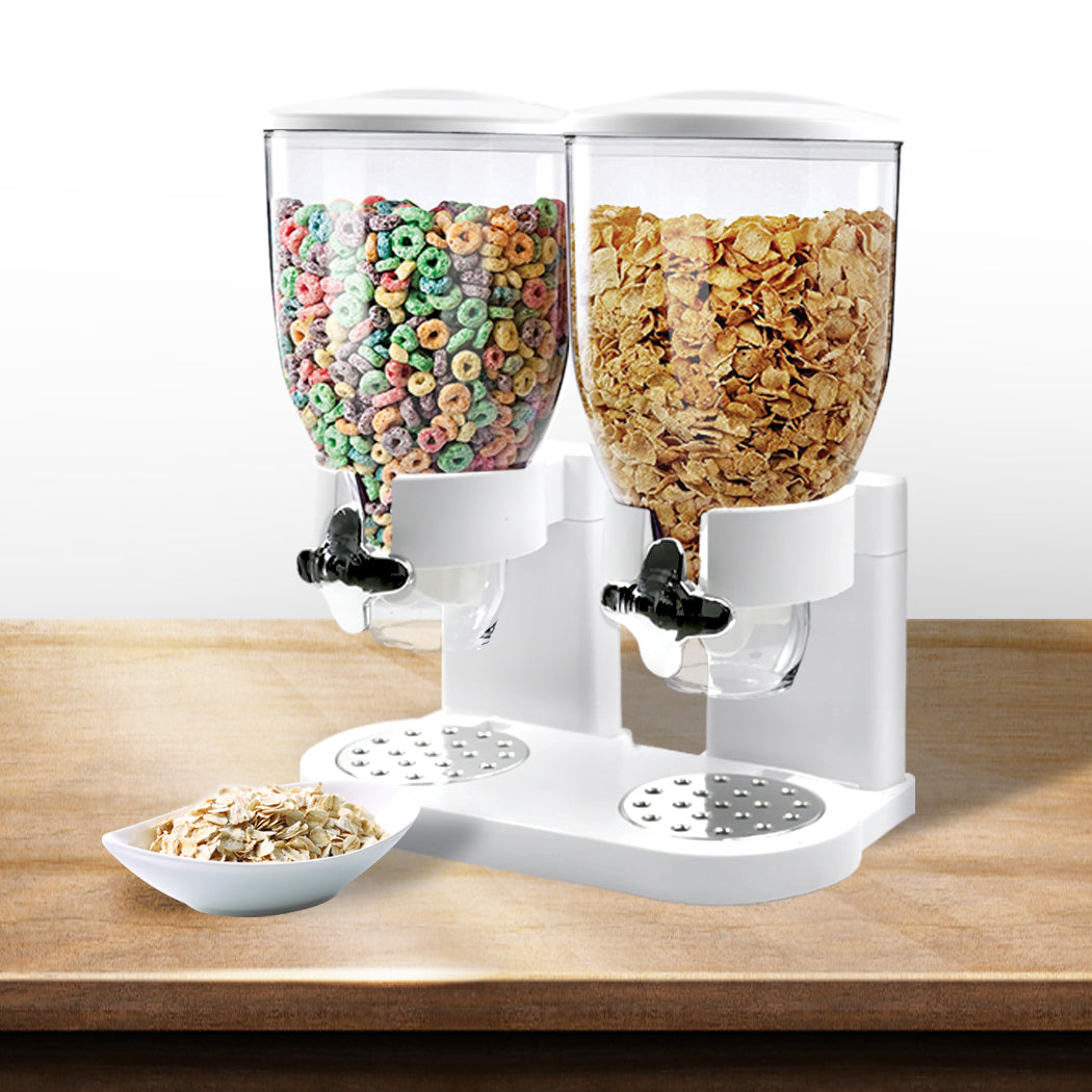TOQUE Double Cereal Dispenser Dry Food White-1864183135021961223
