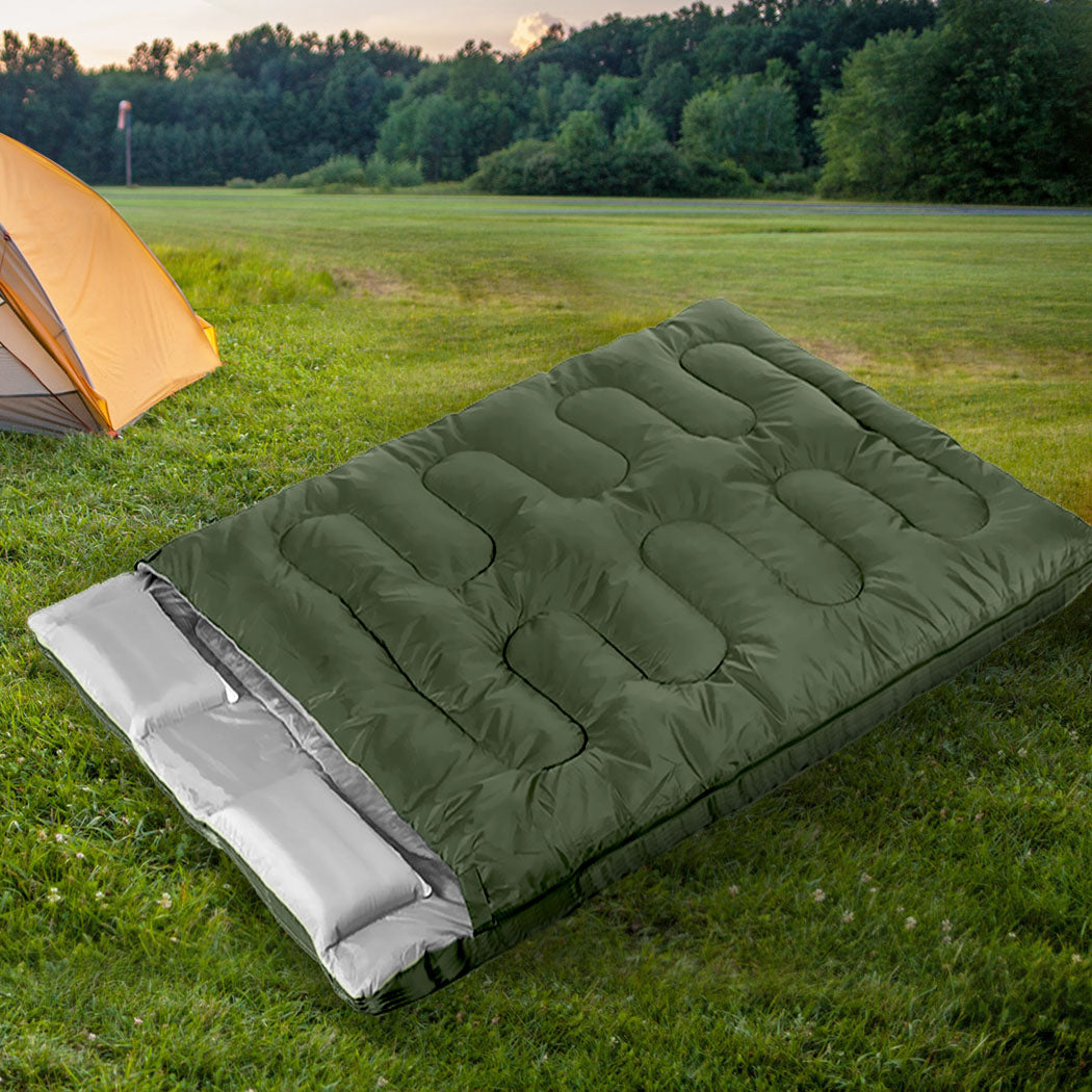 Mountview Sleeping Bag Double Bags Outdoor Army Green-2065254373969235975
