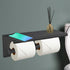Double Toilet Paper Holder – 304 Stainless Steel with Shelf Black
