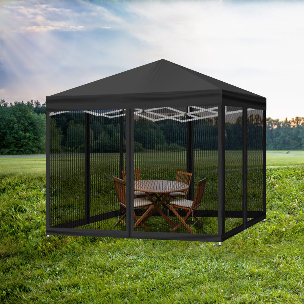 Mountview Gazebo Pop Up Marquee Outdoor Black-2006732915437867015