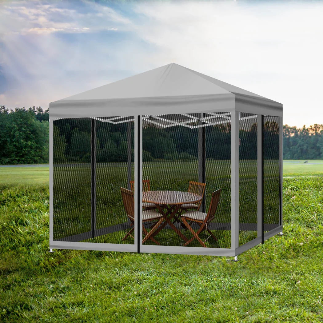 Mountview Gazebo 3x3m Pop Up Marquee Grey-2018816886535491591