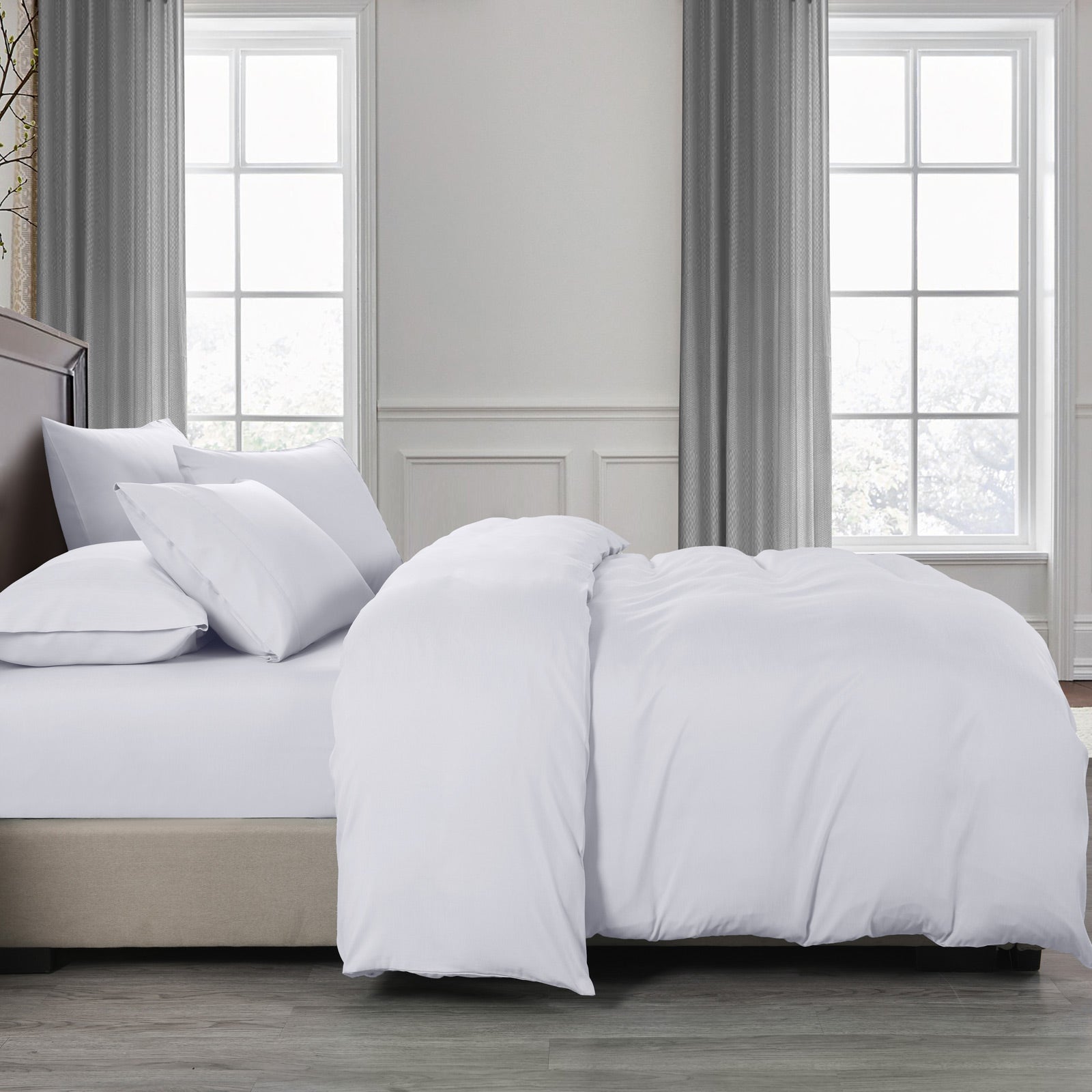 Royal Comfort Bamboo Cooling 2000TC Quilt Cover Set - King - White-1951134829093457922