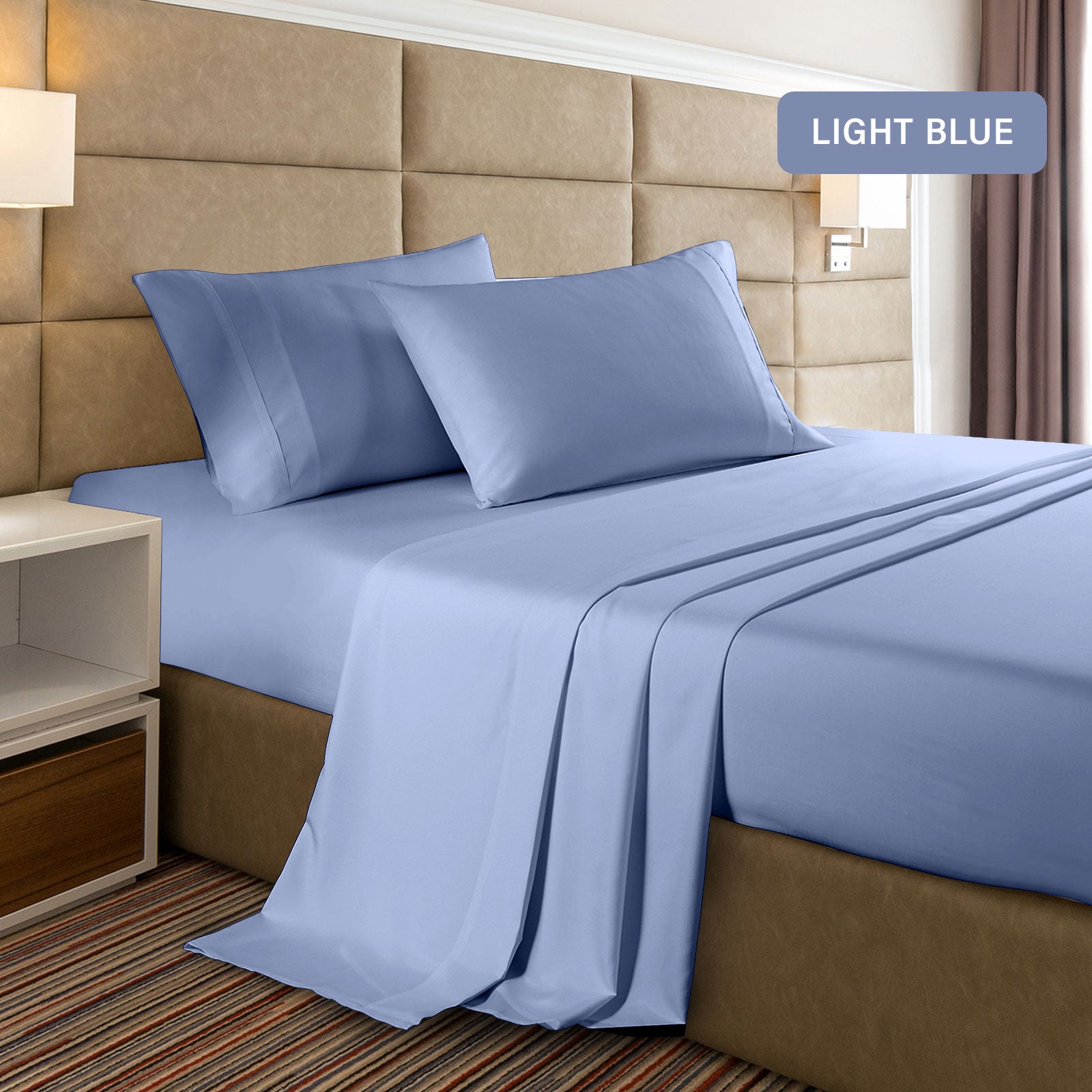 Casa Decor Bamboo Cooling  2000TC Sheet Set -  Single - Light Blue