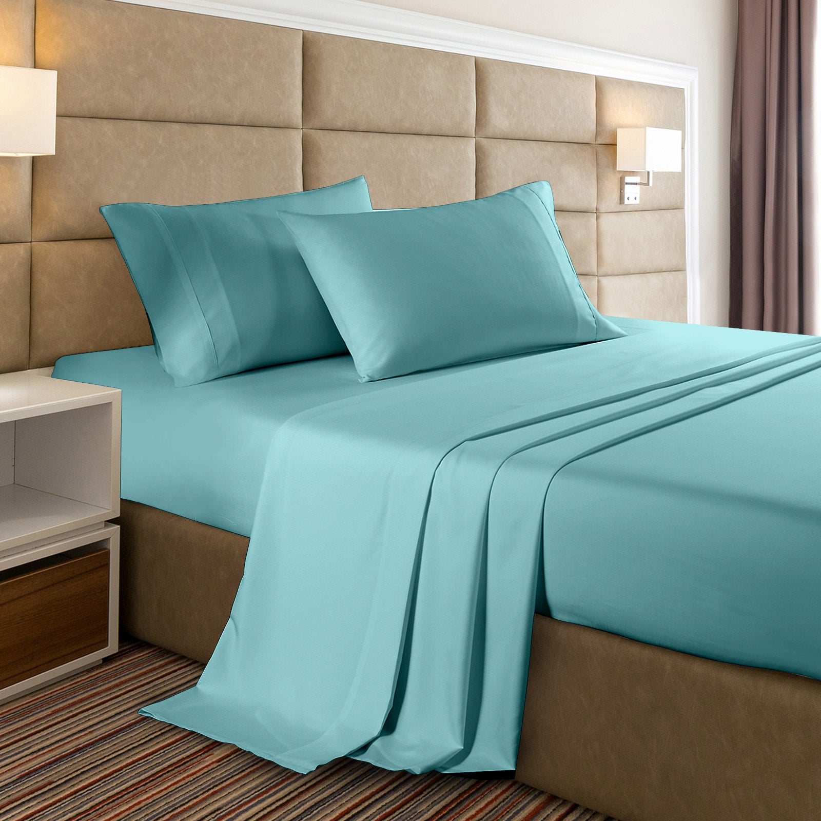 Casa Decor Bamboo Cooling  2000TC Sheet Set - King Single - Aqua