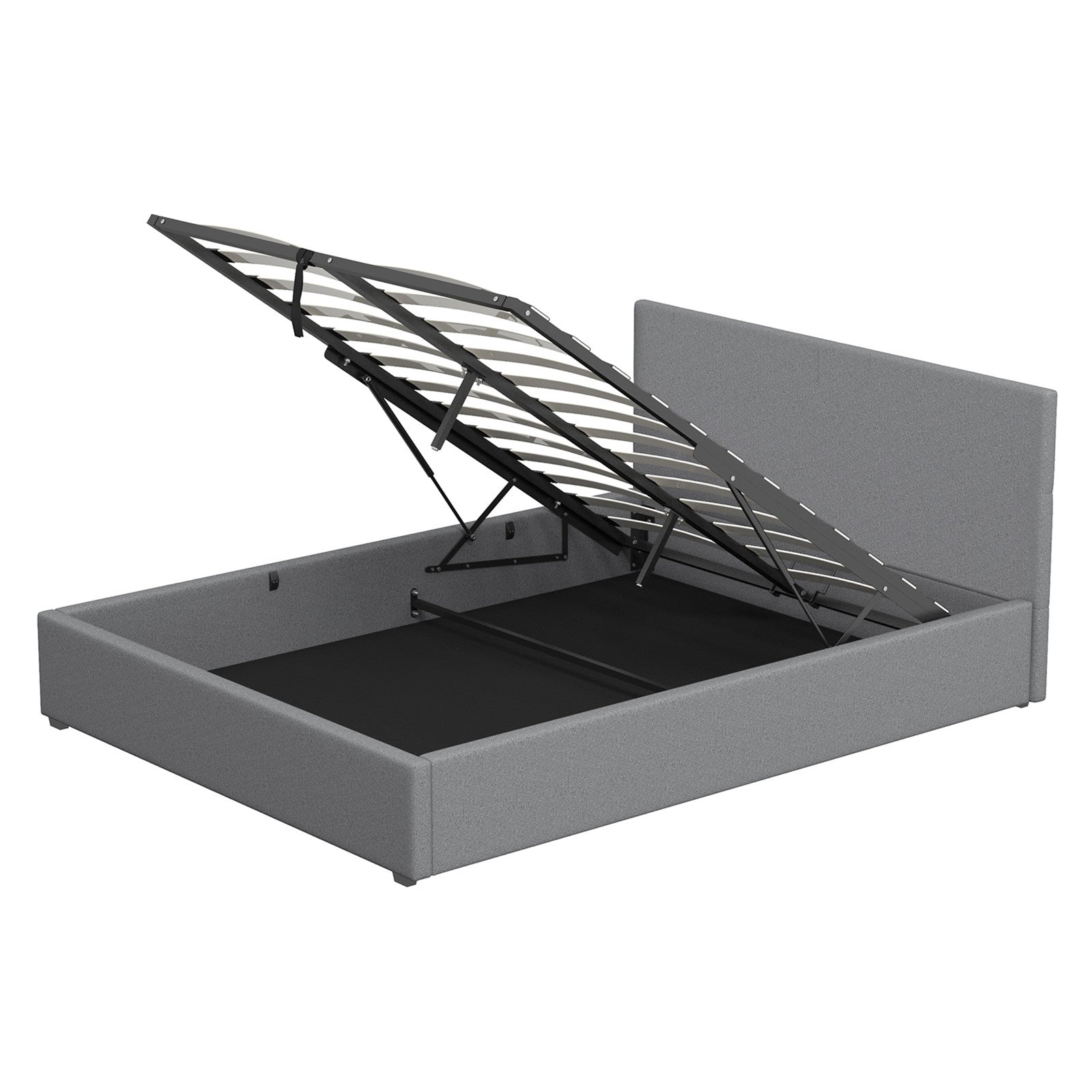 Milano Luxury Gas Lift Bed with Headboard (Model 1) - Grey No.28 - Double-1902483614675898368