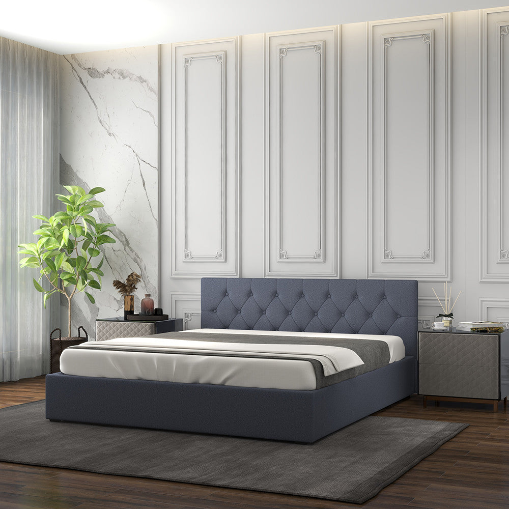 Milano Capri Luxury Gas Lift Bed With Headboard (Model 3) - Charcoal No.35 - King Single-1902483615275683841