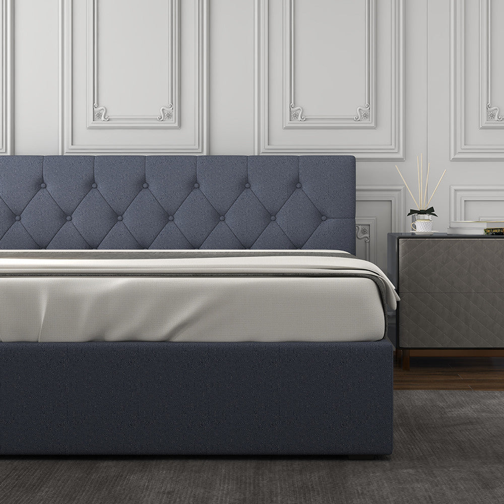 Milano Capri Luxury Gas Lift Bed With Headboard (Model 3) - Charcoal No.35 - King Single-1902483615275683842