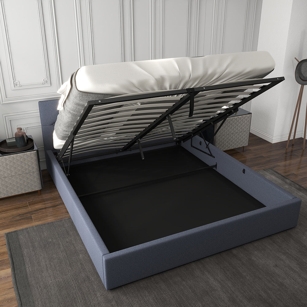 Milano Capri Luxury Gas Lift Bed With Headboard (Model 3) - Charcoal No.35 - King Single-1902483615275683843