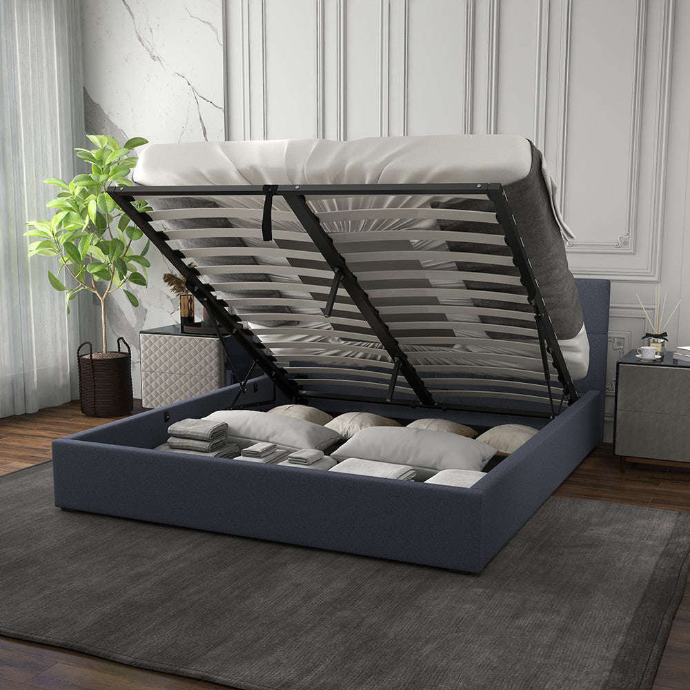 Milano Capri Luxury Gas Lift Bed With Headboard (Model 3) - Charcoal No.35 - King Single-1902483615275683844