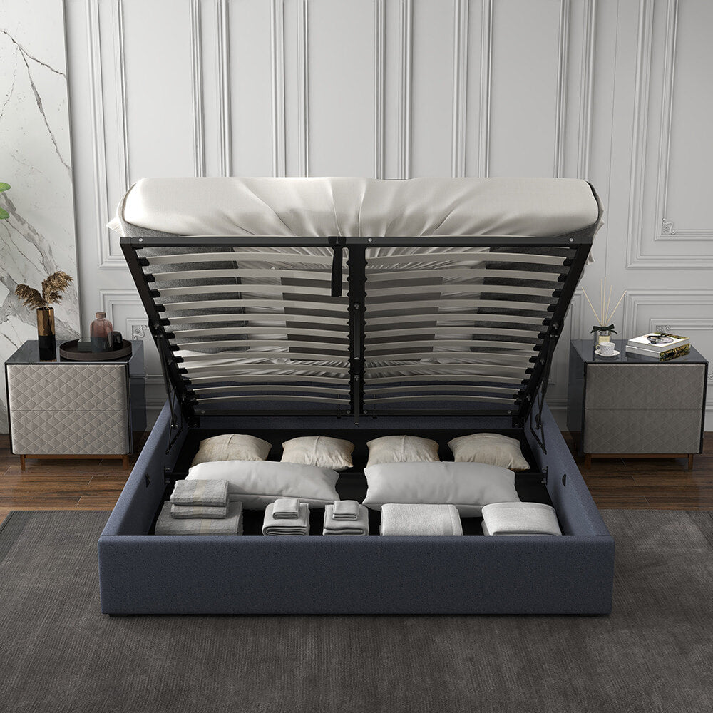 Milano Capri Luxury Gas Lift Bed With Headboard (Model 3) - Charcoal No.35 - King Single-1902483615275683846