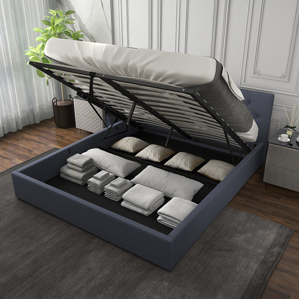 Milano Capri Luxury Gas Lift Bed With Headboard (Model 3) - Charcoal No.35 - King Single-1902483615275683847