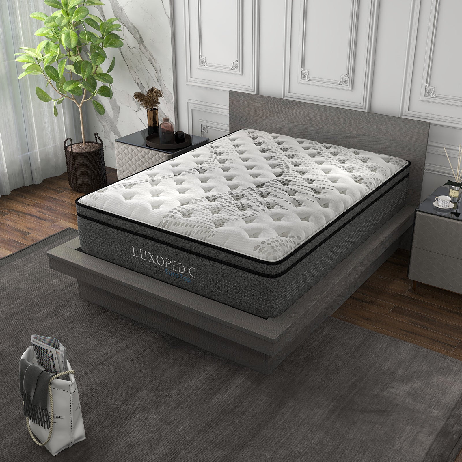 Luxopedic Pocket Spring Mattress 5 Zone 32CM Euro Top Memory Foam Medium Firm-1902483617846792194