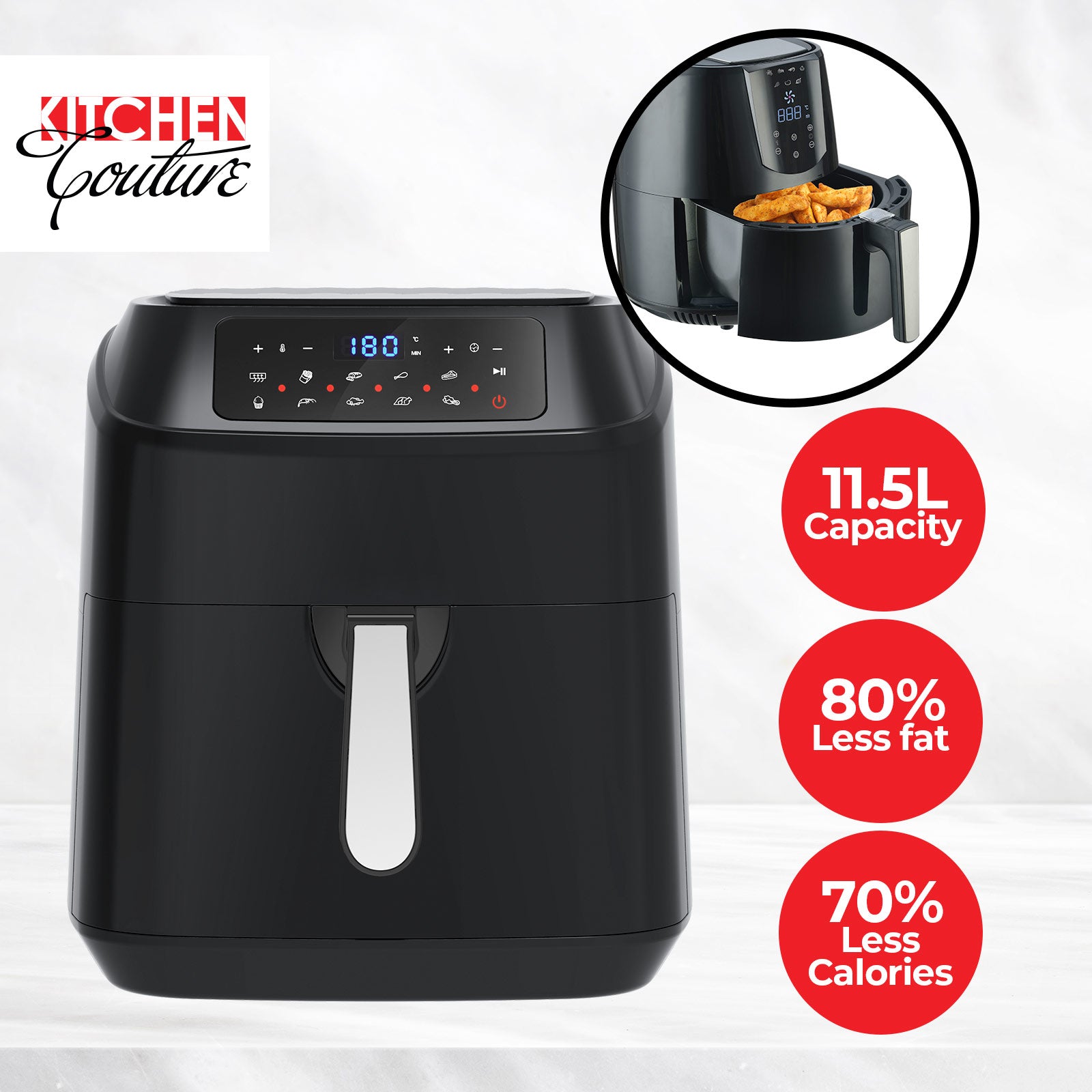 Kitchen Couture Digital 11.5L Air Fryer - Black-1889884788127567876