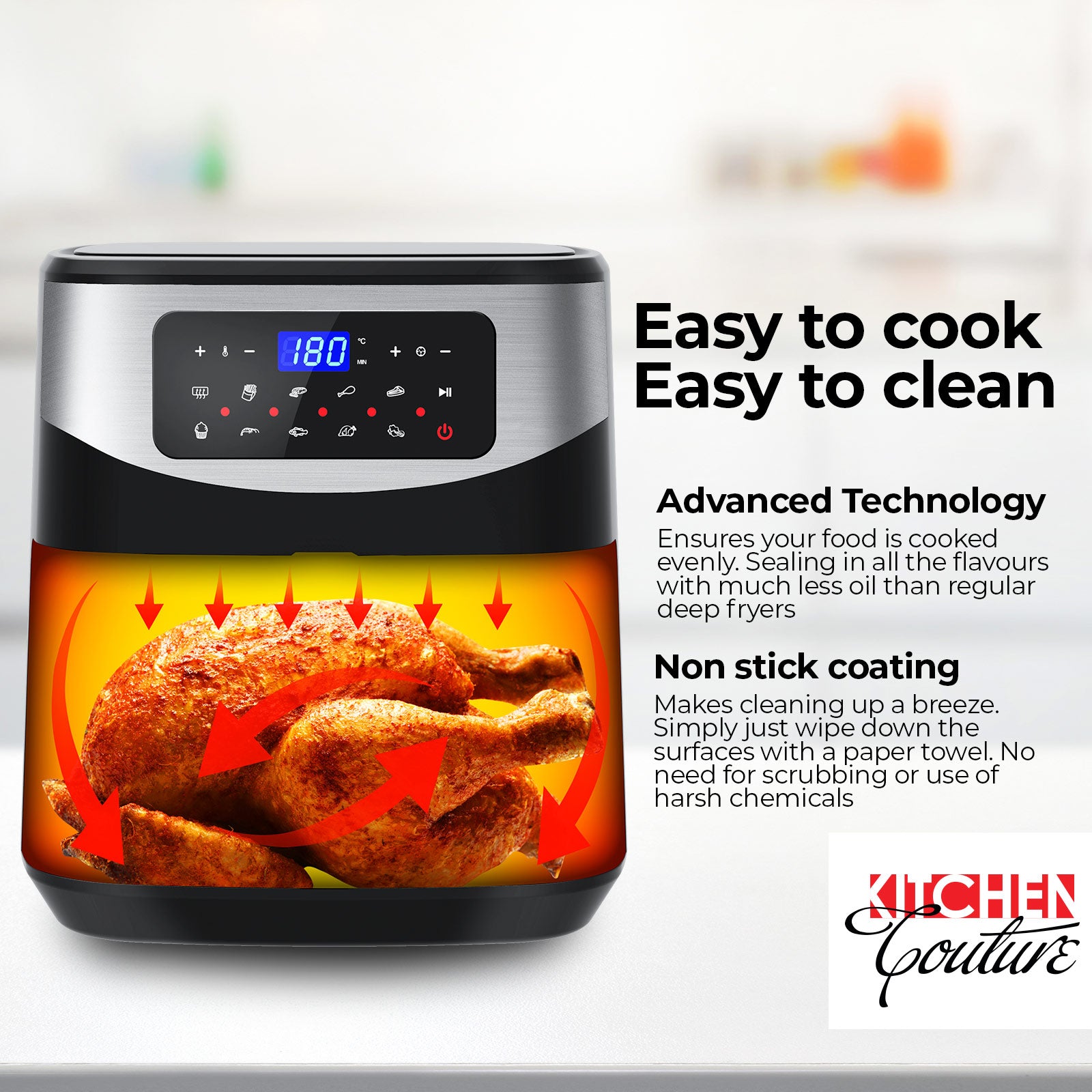 Kitchen Couture Digital 12L Air Fryer - Silver-1889884788303728642