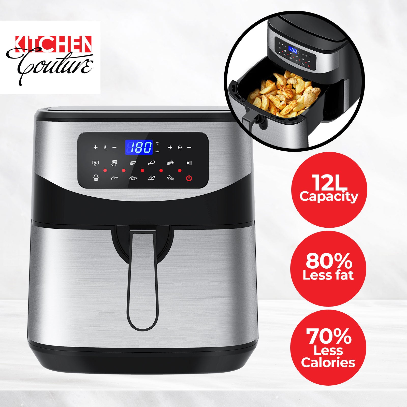 Kitchen Couture Digital 12L Air Fryer - Silver-1889884788303728643