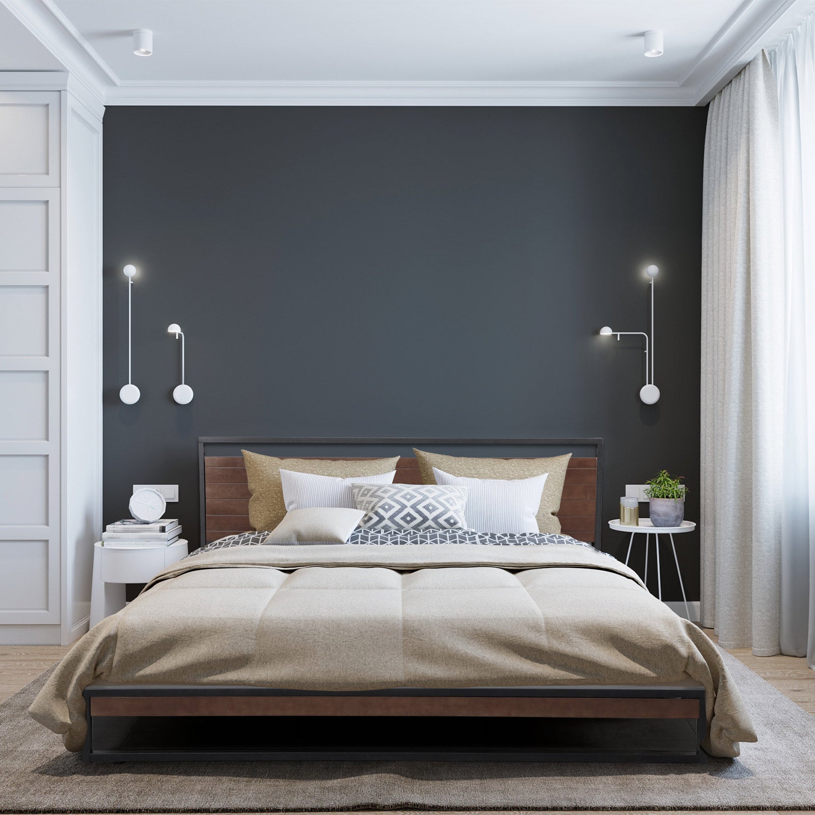 Milano Decor Azure Bed Frame with Headboard � Black - Single-1889884895556276229
