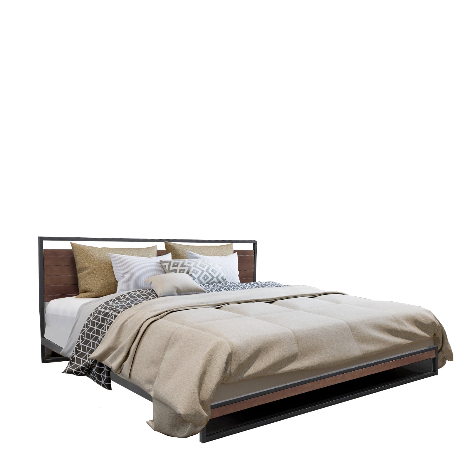 Milano Decor Azure Bed Frame with Headboard � Black - Single-1889884895556276230