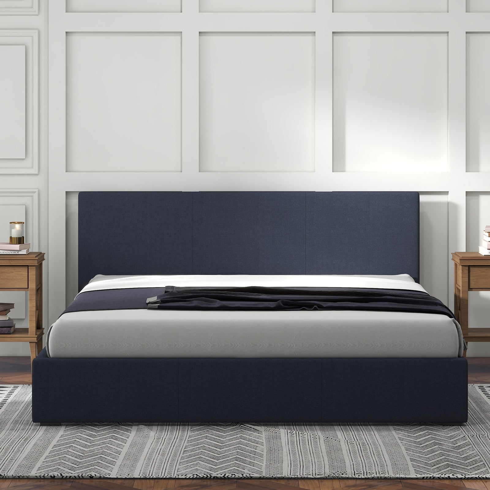 Milano Luxury Gas Lift Bed with Headboard (Model 1) - Charcoal No.35 - Double-1899951225365991429