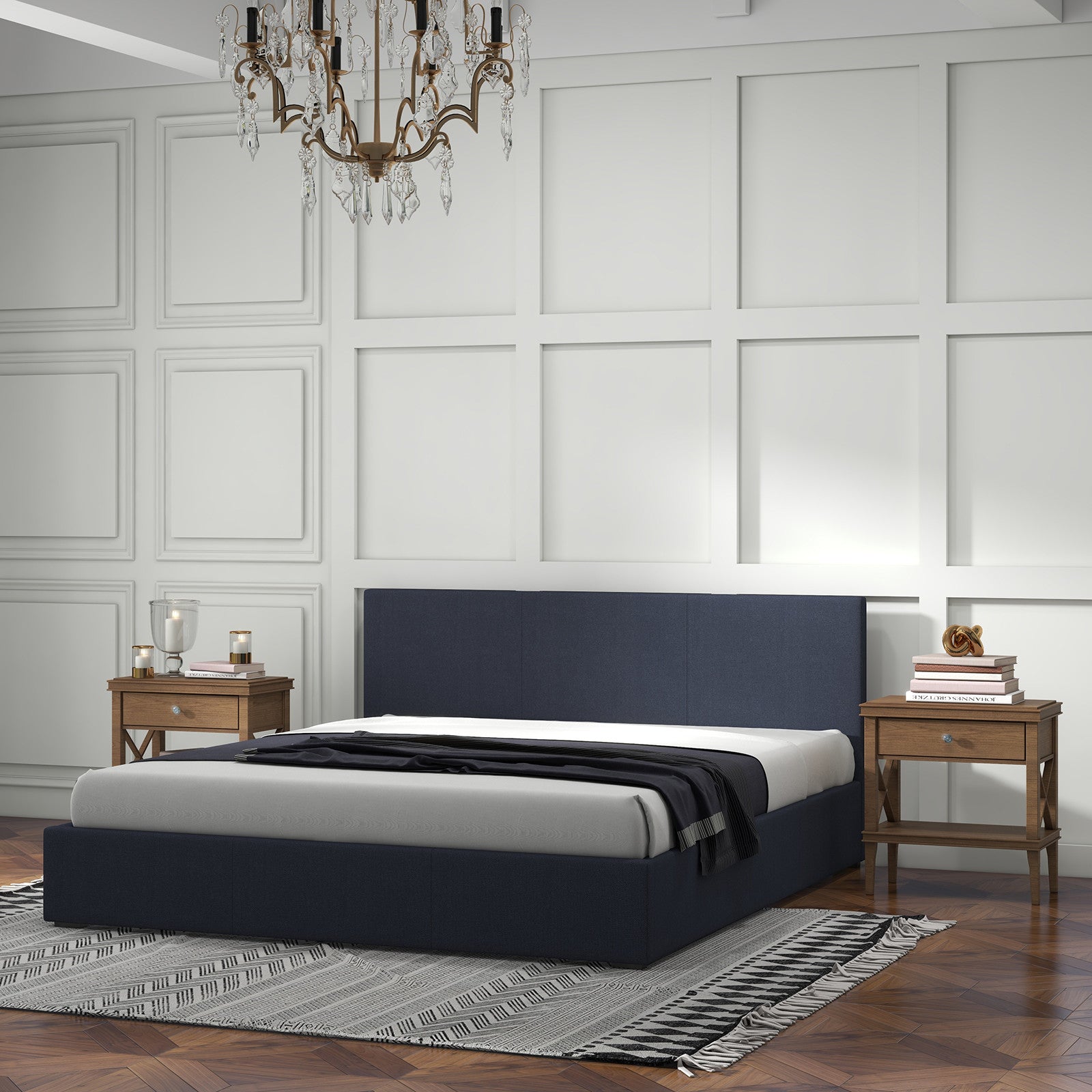 Milano Luxury Gas Lift Bed with Headboard (Model 1) - Charcoal No.35 - Double-1899951225365991431