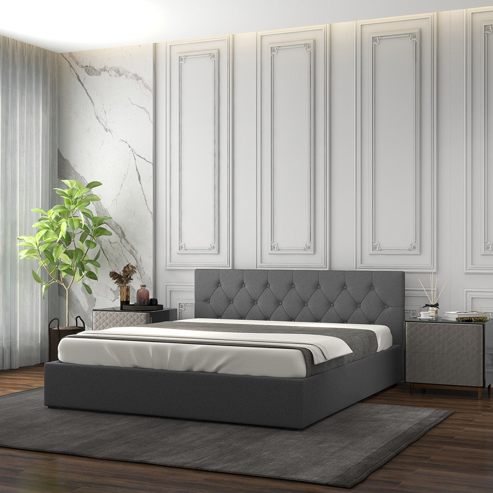Milano Capri Luxury Gas Lift Bed With Headboard (Model 3) - Grey No.28 - King Single-1902483616626249729