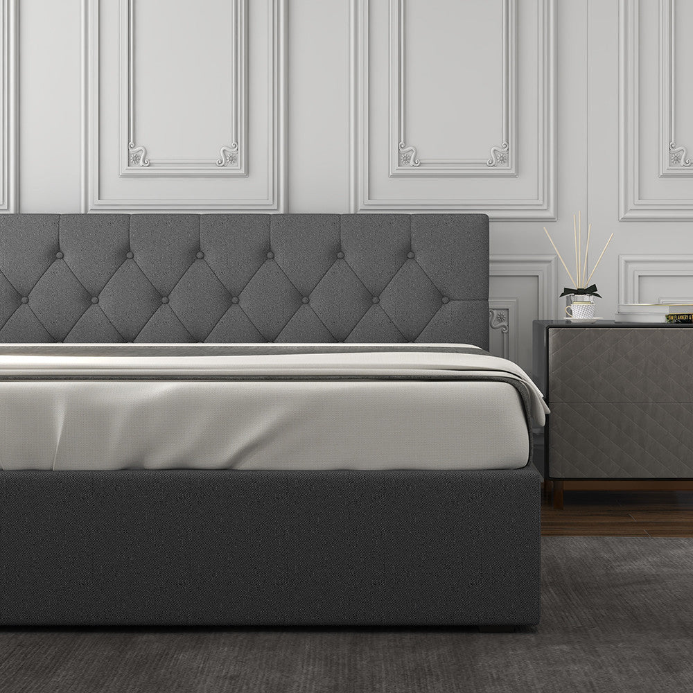 Milano Capri Luxury Gas Lift Bed With Headboard (Model 3) - Grey No.28 - King Single-1902483616626249730