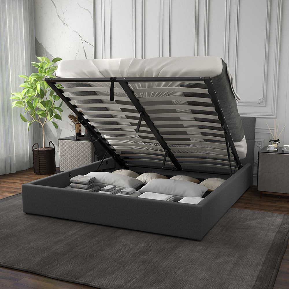 Milano Capri Luxury Gas Lift Bed With Headboard (Model 3) - Grey No.28 - King Single-1902483616626249732