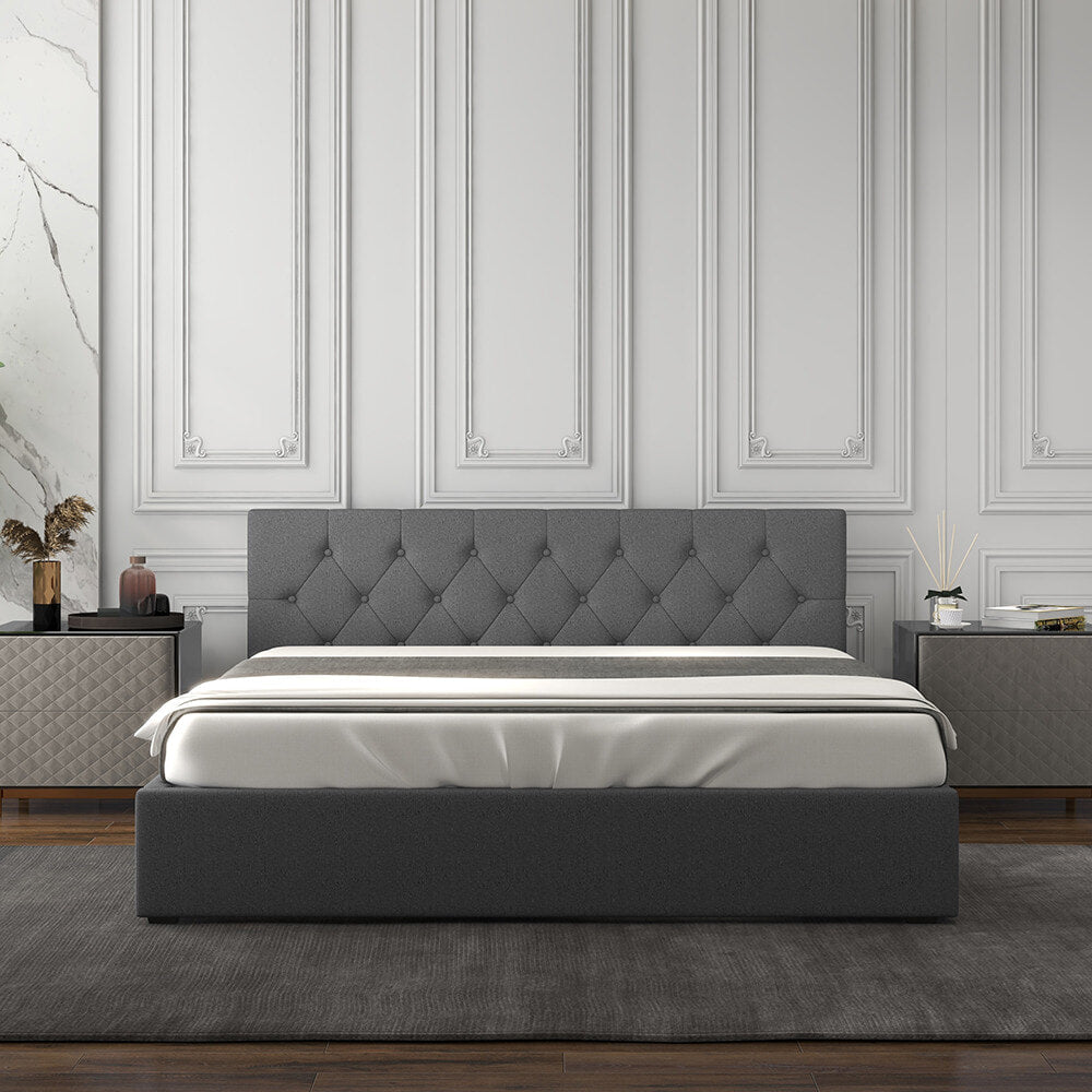 Milano Capri Luxury Gas Lift Bed With Headboard (Model 3) - Grey No.28 - King Single-1902483616626249733