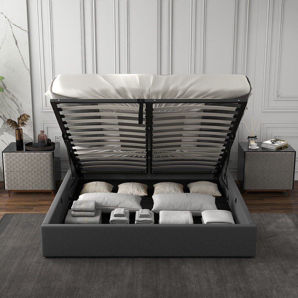 Milano Capri Luxury Gas Lift Bed With Headboard (Model 3) - Grey No.28 - King Single-1902483616626249734